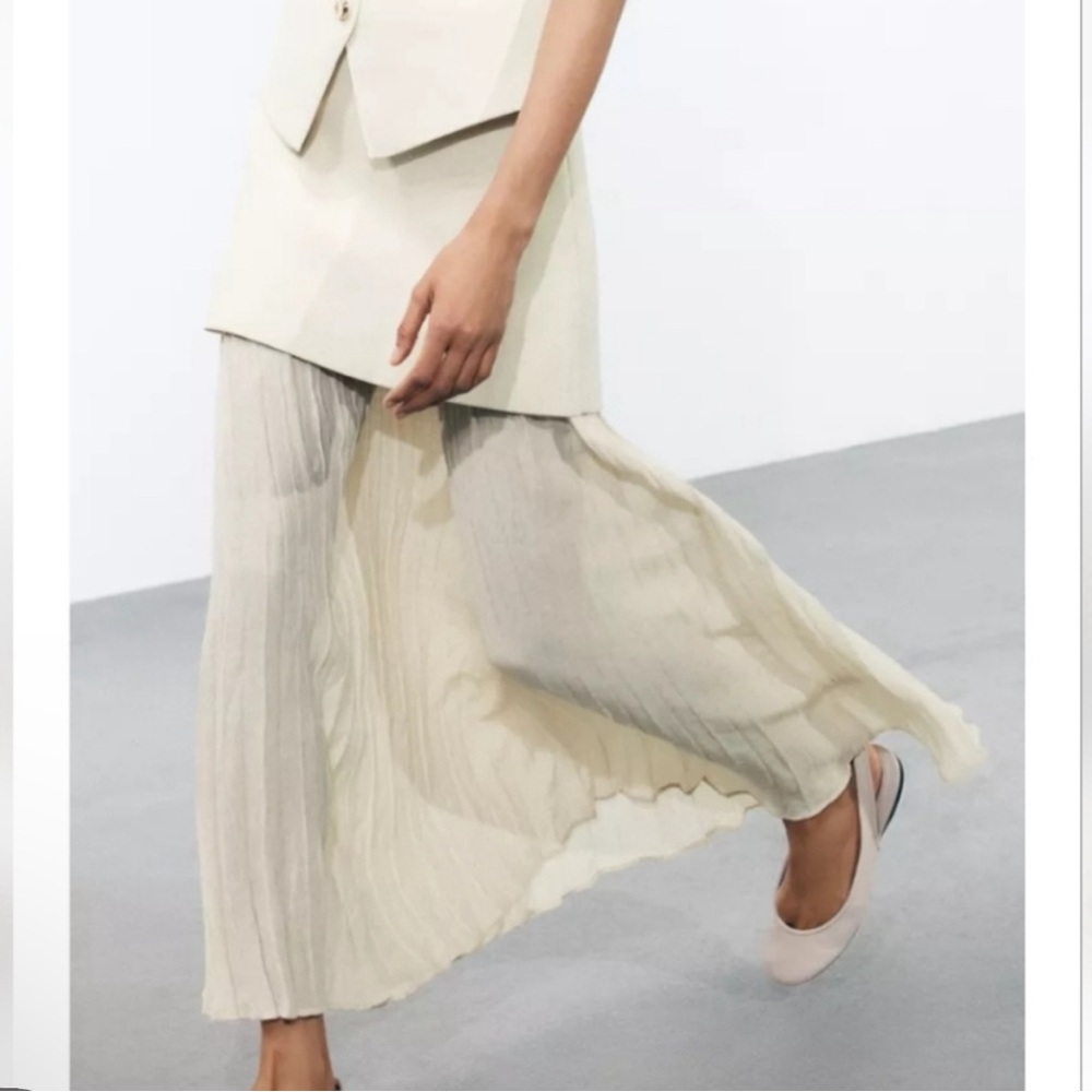 NWT ZARA MIXED PLEATED KNIT SKIRT SIZE S - Picture 2 of 8